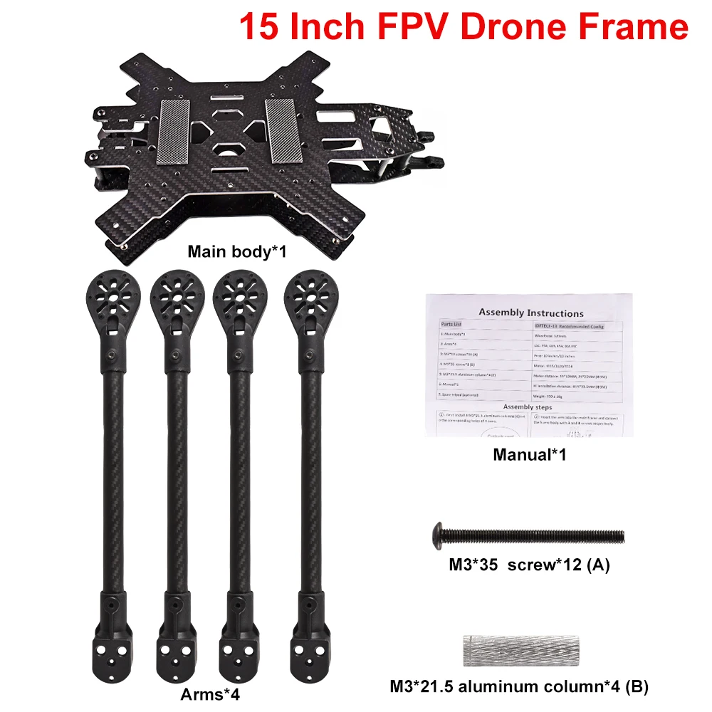 9IMOD-Drone de course FPV de 15 pouces, 580mm, en fibre de carbone, quadrirotor FPV, cadre FreKouframe avec pièces imprimées pour importateur de course RC FPV