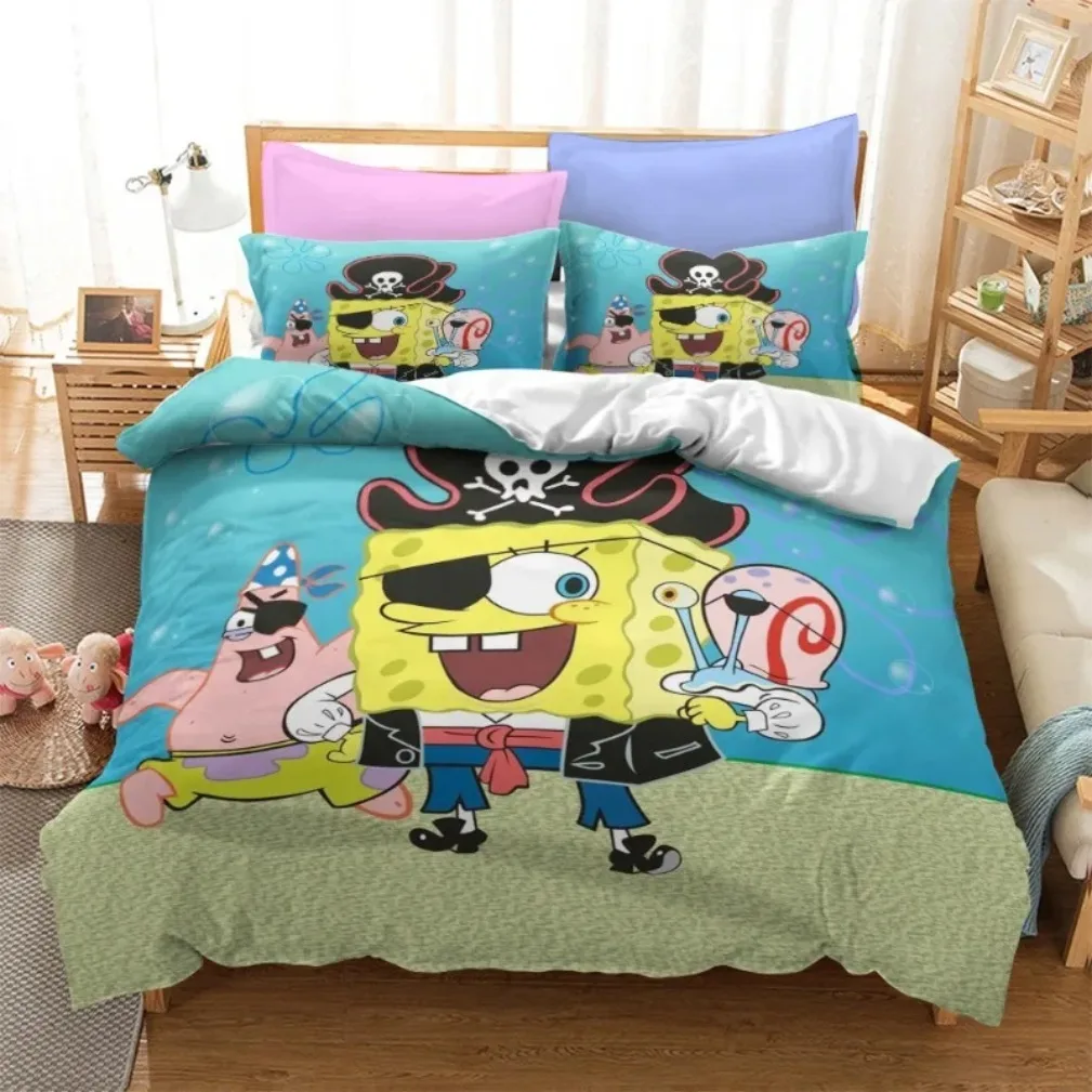 Spongebob Patrick Star Bedding Set 3D HD SquarePants Duvet Cover Set Patrick Star Quilt Duvet 2/3-Piece Set Pillowcase Bed Set