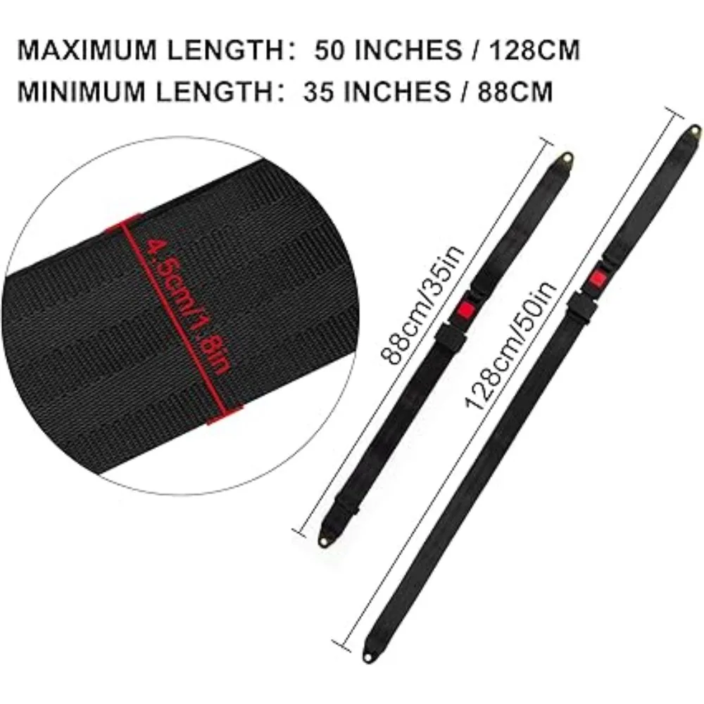 2 Point Seat Belt Adjustable Seatbelts Kit For Mobility Scooter Electric Wheelchair Bus School Bus Forklift Black Universal