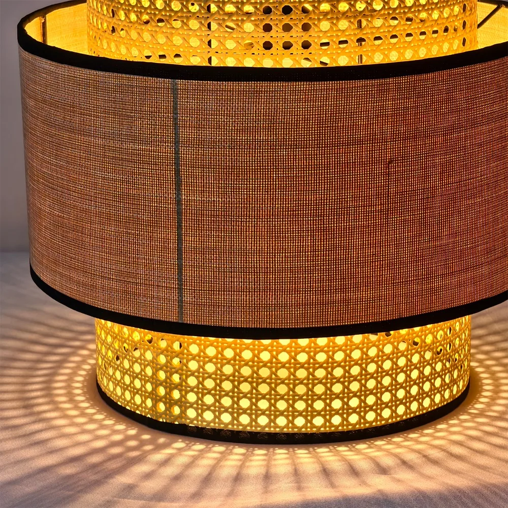 Moderne Doppel-Leinen-Pendelleuchte in Beige, 40CM E27 LED, Minimalistische Esszimmerlampe für Wohnzimmer, Schlafzimmer und Arbeitszimmer – Detail 6