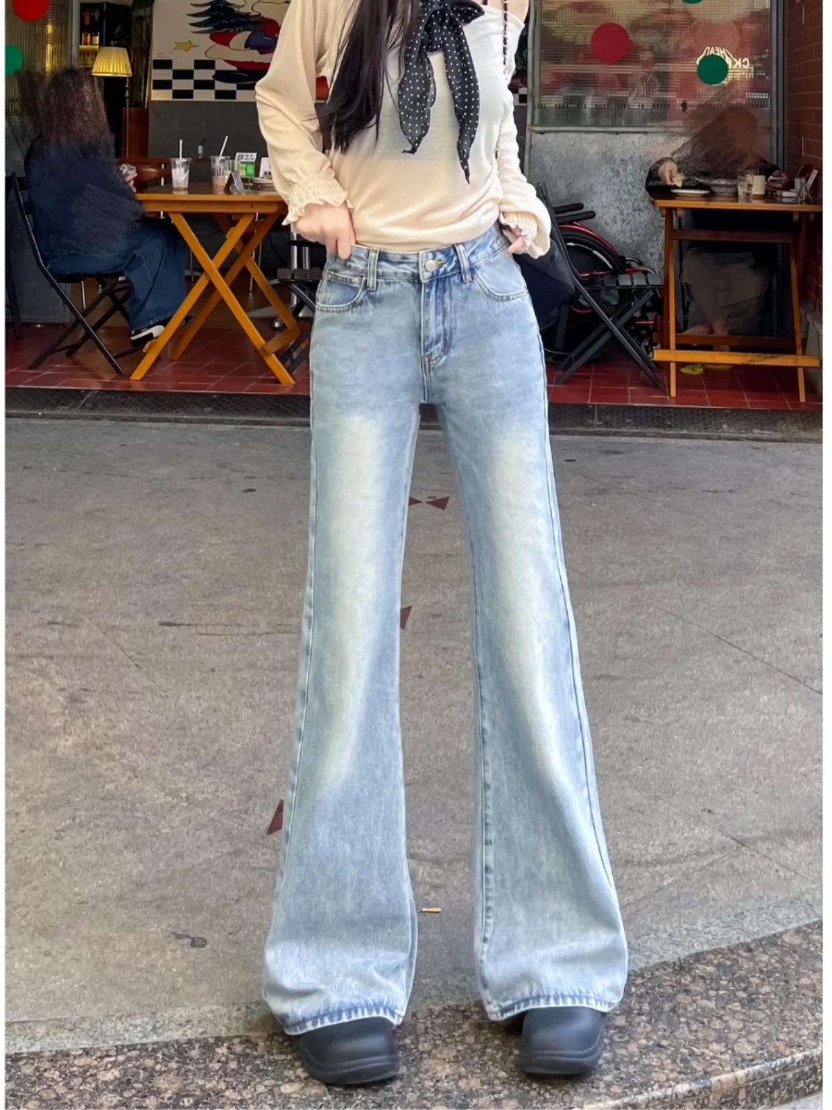 

Синие джинсы, женские брюки, потертые джинсовые сшитые модные классические винтажные пуговицы, короткие на молнии, удобные, износостойкие