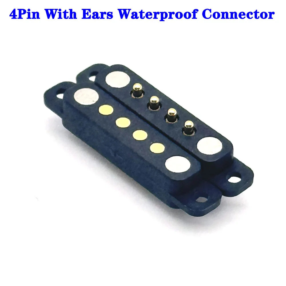 

1Pair 4Pin With Ears Waterproof Spacing 2.54mm Magnetic Pogo Pin Connector Pogopin Male Female Spring Loaded DC Power Socket