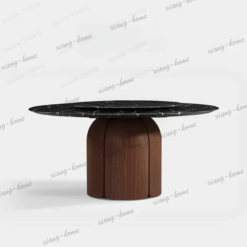 Best Sellers Solid Wood Round Dining Table Marble Rotating Disc Small Apartment Dining Table
