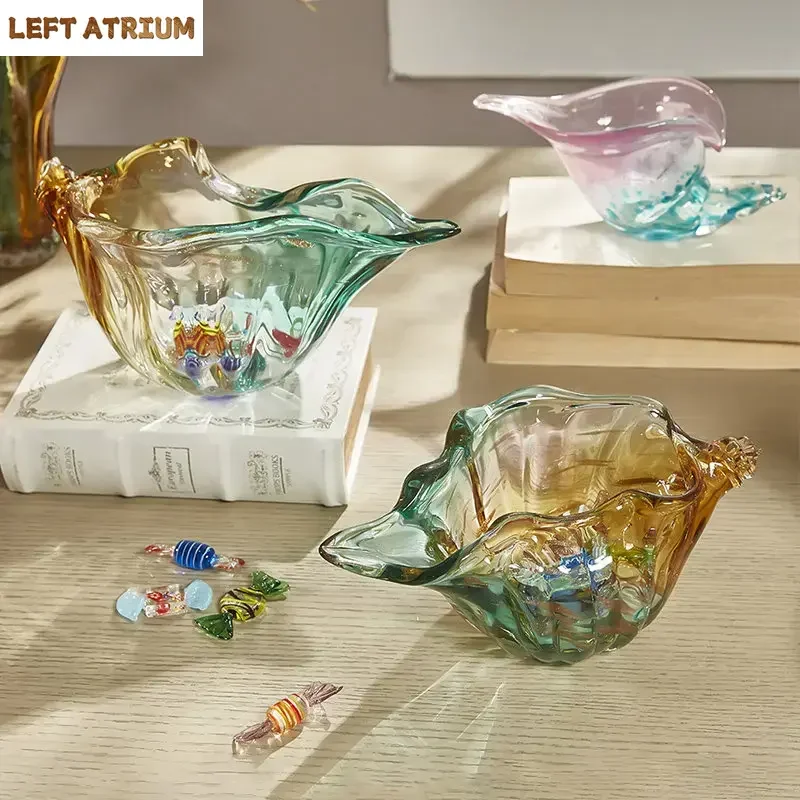 

Colorful Conch Candy Jar Fruit Tray Creative Transparent Glass Conch Storage Basket Room Aesthetic Decor Desktop Storage Tray