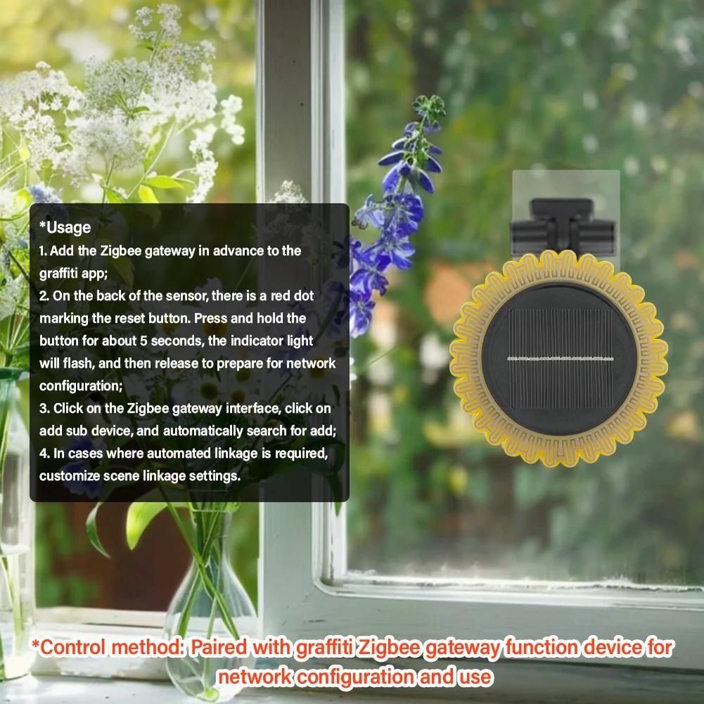 Zigbee WiFi Tuya Sunlight Rain Sensor Solar Charging Real-time Rainwater Detector Smart Life App Controlled for House Outdoor