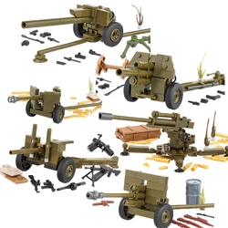 WW2 Soviet Military Weapons Building Blocks Army Soldier Figure Anti-tank Gun Cannon Shell Parts Bricks Toys For Kids