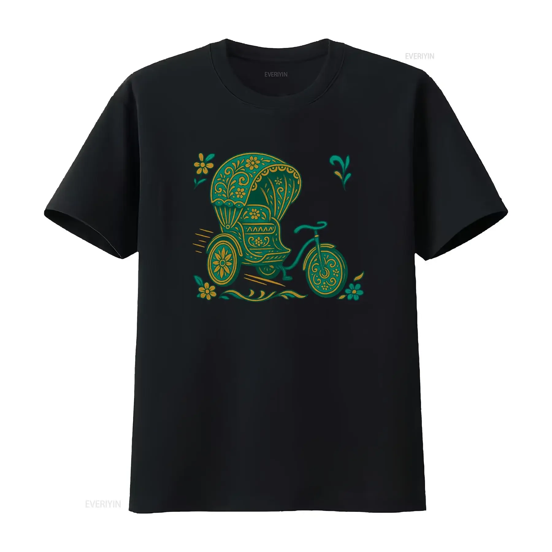 Camiseta con diseño de rickshaw de Bangladesh, estilo vintage, ropa de calle de Dhaka, vintage, lavada, ligeramente elástica, ropa de diseñador, elegante
