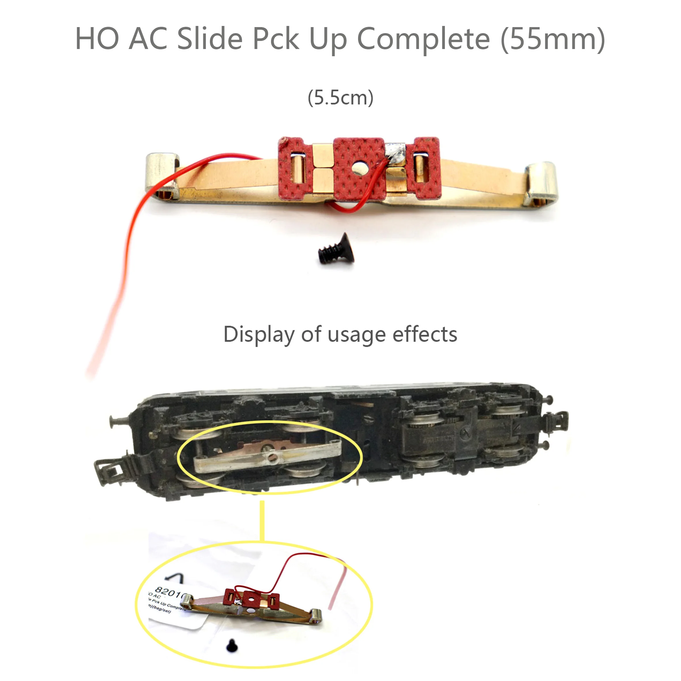 HO AC Slide Pck Up Complete (55mm) 1/87 scale train model antenna contact piece accessories  82016