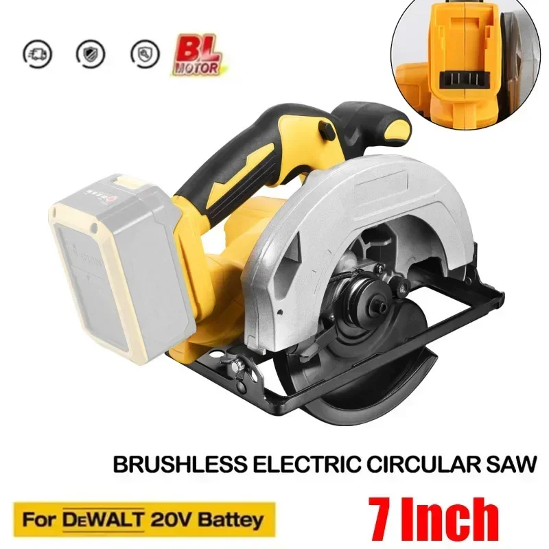 7 Inch Brushless Electric Circular Saw Cordless High Power Board Cutting Machine Woodworking Power Tools Fit Dewalt 18V Battery