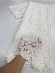 2024 High Quality African Guipure Cord Lace Fabric Nigerian White color Water Soluble Lace for Sewing Women Dresses