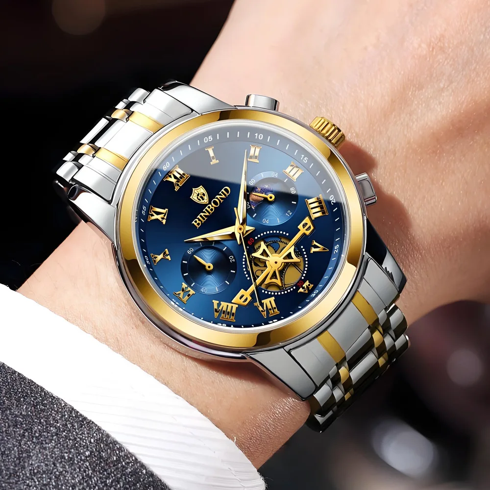 Brand Popular Business Men decorative Watches Luminous Hollowed-out Waterproof Round Metal Male Quartz Wristwatches
