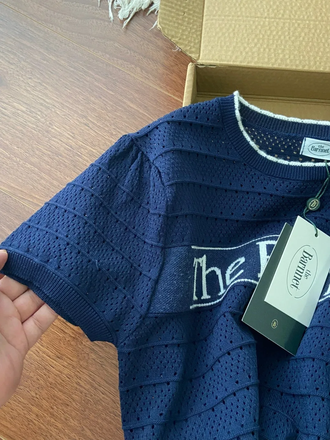 

Футболка Good Miu Series The*arnnet k Blue Hollow ort Sve ows White Good Quali, хлопок, летняя свободная посадка, круглый Ne