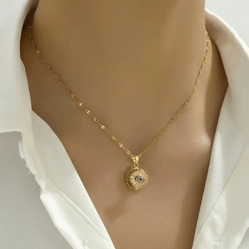قلادة عصرية دوارة على شكل عين الشر للنساء، مجوهرات إبداعية مضغوطة #5