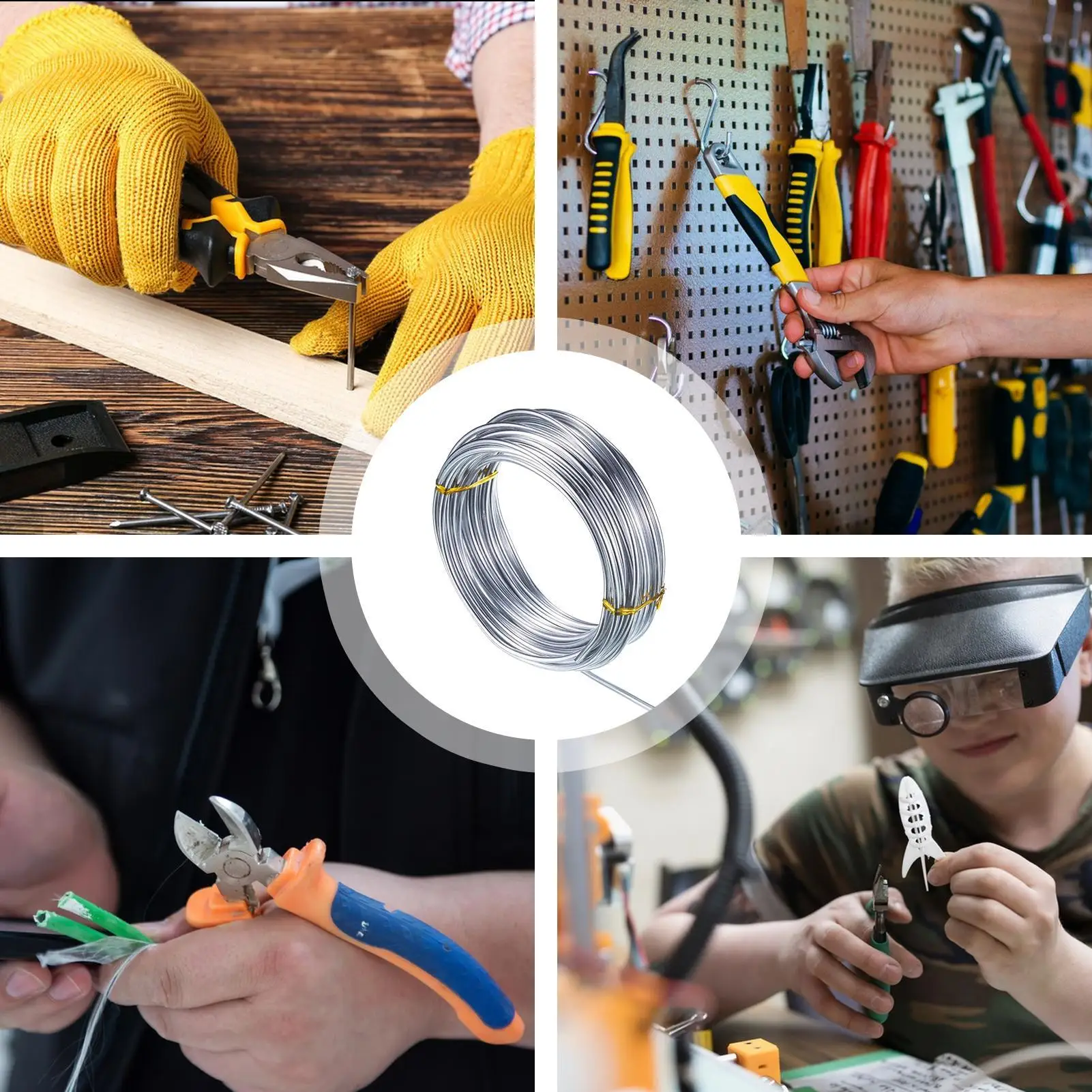 انحناء الحرفية سلك مكافحة تتلاشى لينة الفضة اللون انحناء سلك الحرفية لوازم الأسلاك المعدنية لدمية الهياكل العظمية المنحوتات نماذج السيارات