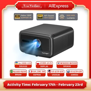 Touyinger Q12W pro 2800ANSI Full HD 4K double écran Wifi Bluetooth projecteur de cinéma maison intelligent