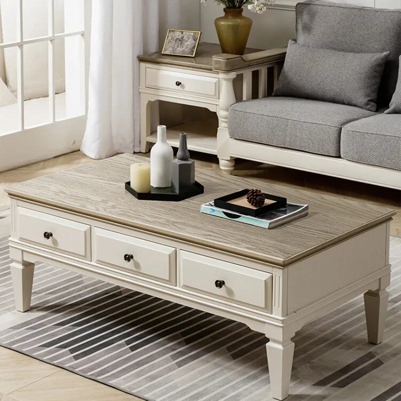 

wood coffee table living room full suite simple tea table small apartment pastoral Mediterranean furniture combination