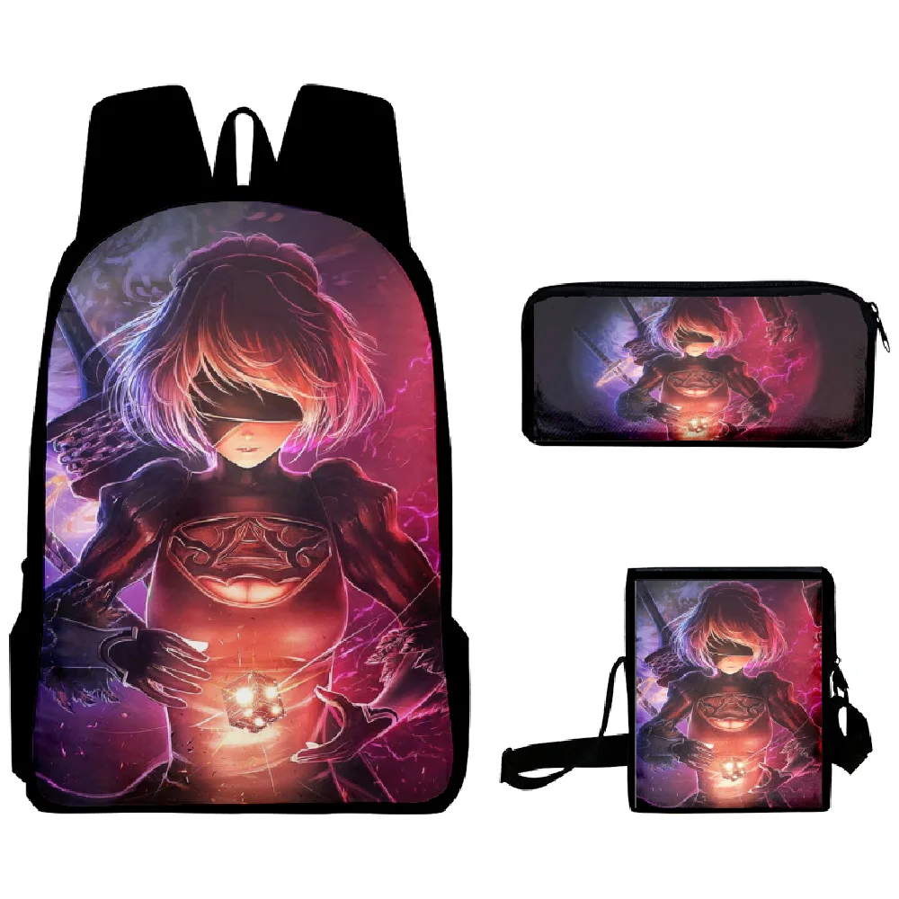 Beliebte trend ige nier automata 3D-Druck 3 teile/satz Schüler Schult aschen Laptop Daypack Rucksack geneigte Umhängetasche Feder mäppchen