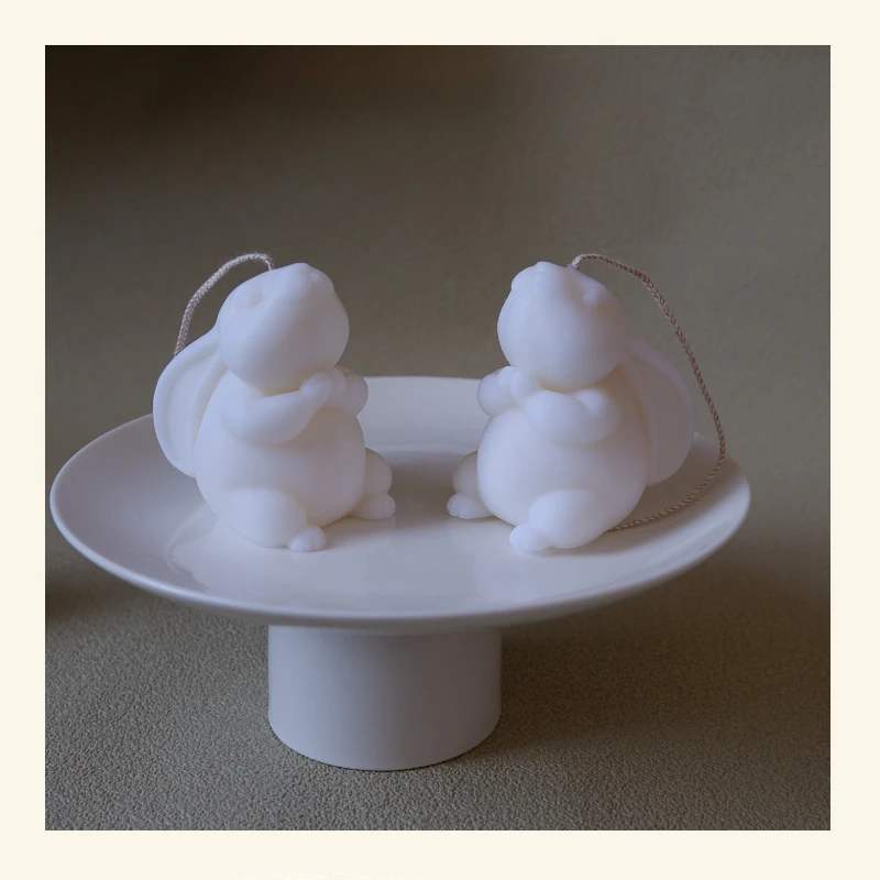 Dos tipos de fragancias, exquisita vela perfumada de conejo pequeño que abraza a mano, cera de soja Natural, recuerdo perfumado, decoración del hogar