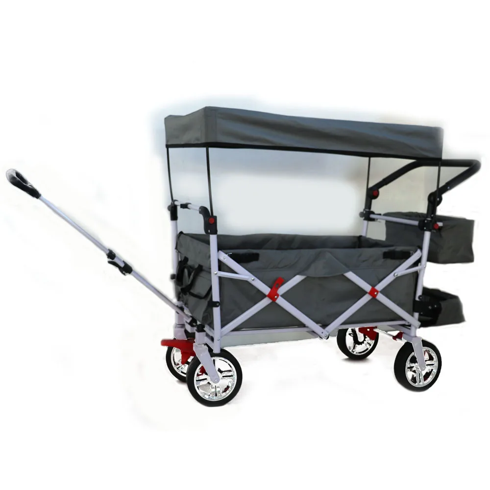 Portable 4 Wheels Storage Basket Garden Beach Trolley Folding Camping Wagon