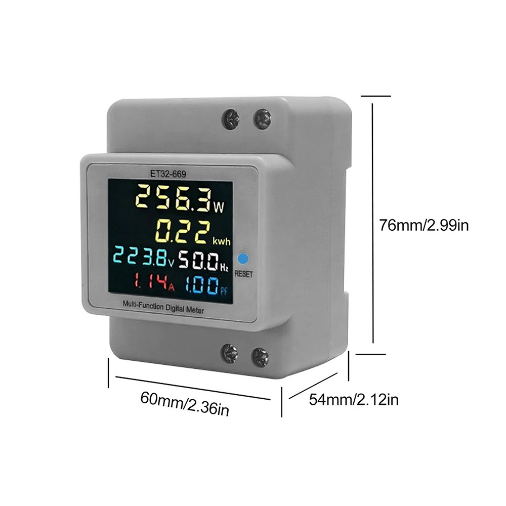 ET32-669 DIN-السكك الحديدية شنت الرقمية متعددة الوظائف مرحلة واحدة مقياس الطاقة الجهد/التيار السلطة متر تردد عامل تستر