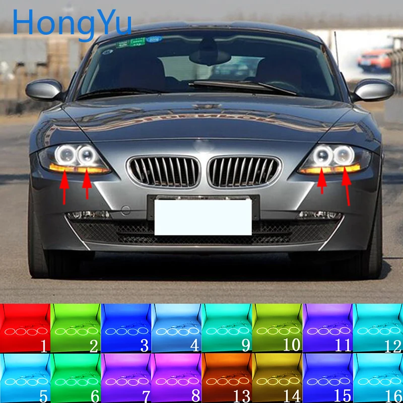 

Latest Headlight Multi-color RGB LED Angel Eyes Halo Ring Eye DRL RF Remote Control for BMW Z4 E85 E86 2002-2008 Accessories