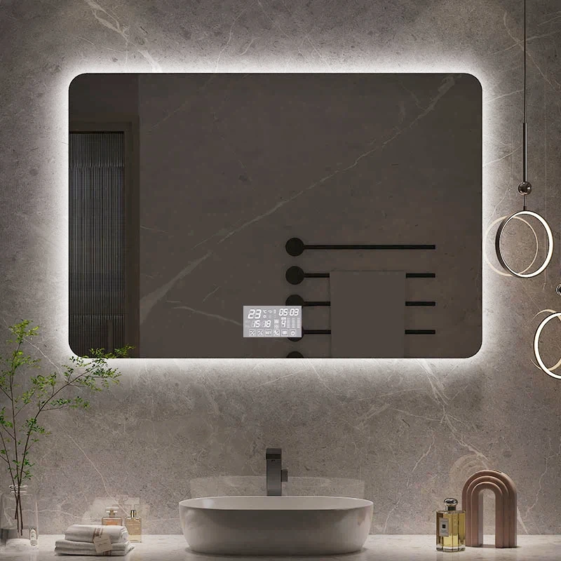 Bathroom Mirror 60x80 cm Square LED Smart  Anti-Fog  Dimmable Backlight Custom Size Decorative Mirror for Hotel Bedroom