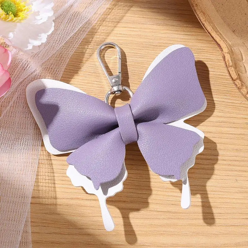 1Pcs Handcrafted Butterfly Leather Keychain Double-Layer Wing Design Pendant