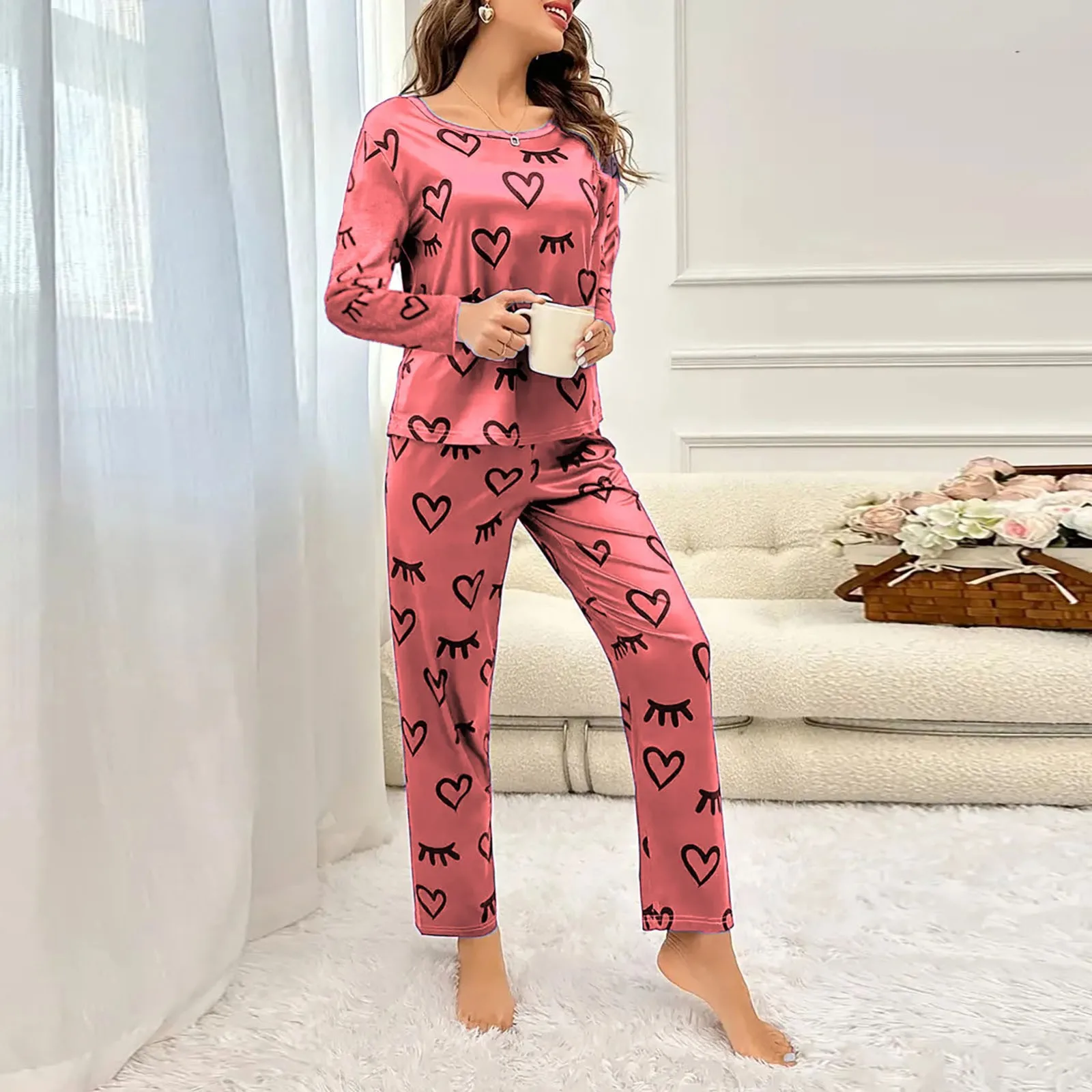 Jacquard Weave Velvet Pajamas Set 2 Piece Zip-Up Coat Top & Long Elastic Pant Winter Warm Cotton Loungewear Outfis Soft Homewear