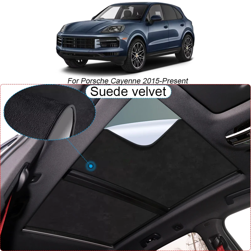 

Car Suede Fabric Electrostatic Adsorption Sunroof Sunshade Heat Insulation Skylight Auto Accessory For Porsche Cayenne 2015-2024