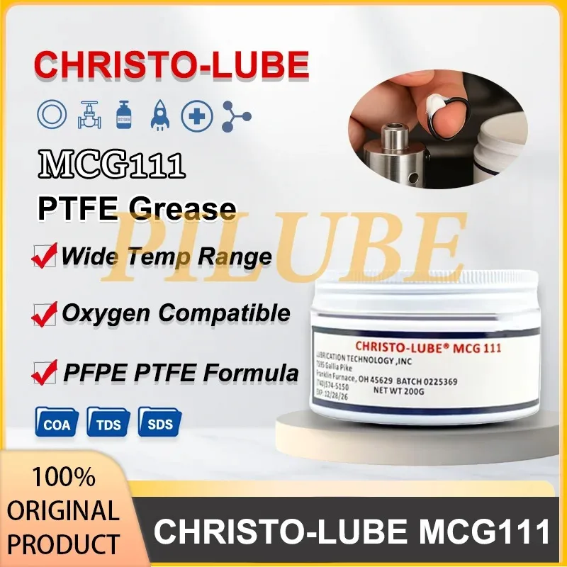 Christo-Lube MCG 111 PFPE PTFE Grease 200g Oxygen Service Compatible for O-Ring Valve Regulator Lubrication in Aerospace And Med