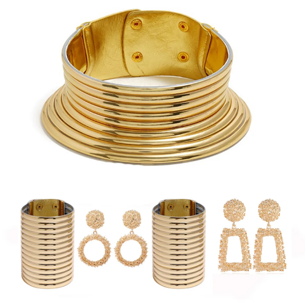 

African Vintage Necklace Jewelry Sets Indian Boho Choker Necklace Two-hand Bracelet Ethiopian Women Wedding Party Set Jewelry