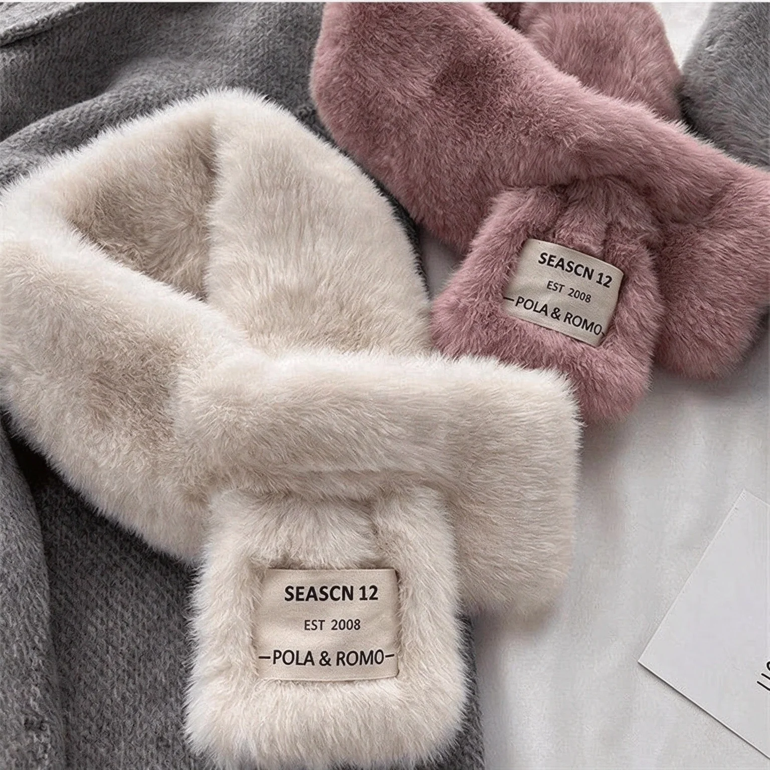 Adult Scarf Soft Faux Fur Scarf Letter Patch Scarf Faux Fur Winter Neck Warmer For Shopping Coats Puffer Jackets
