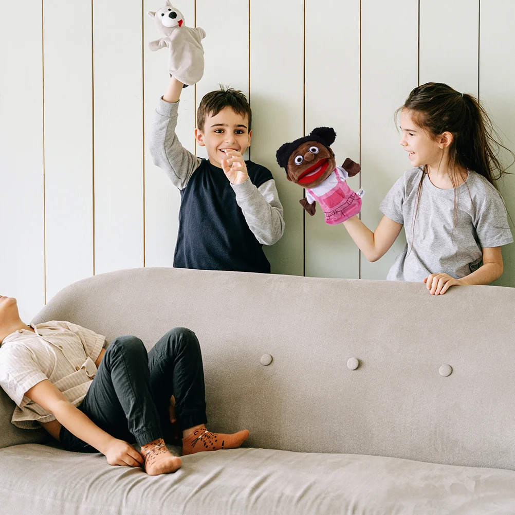 Marioneta de mano para miembro de la familia, 2 uds., suave, cómoda, para contar historias, juego de mano, marionetas educativas imaginativas para miembros