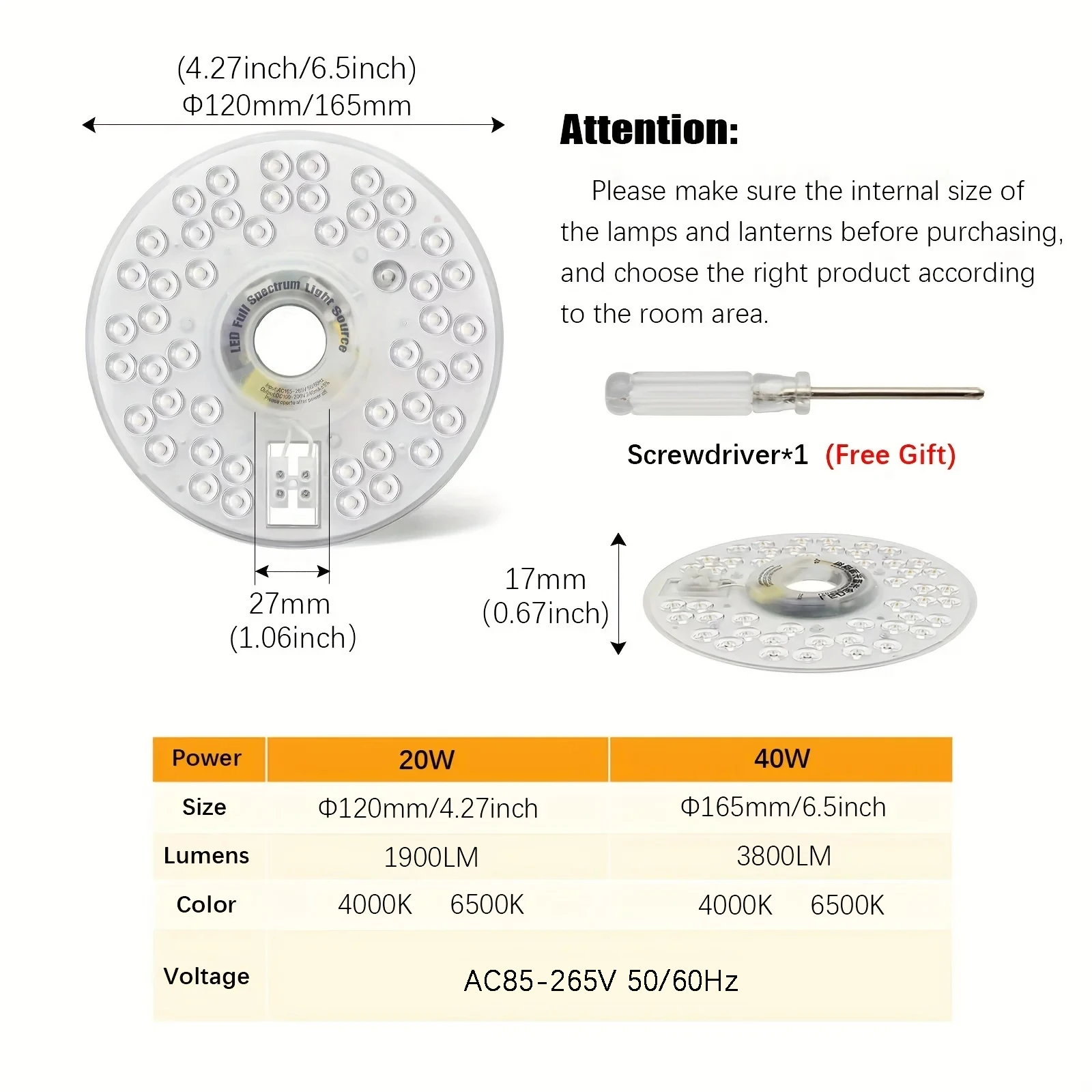 Luzes de painel led 85v-265v luz de teto módulo led 20w 40 substituição redonda led retrofit placa de luz para lâmpadas de teto internas