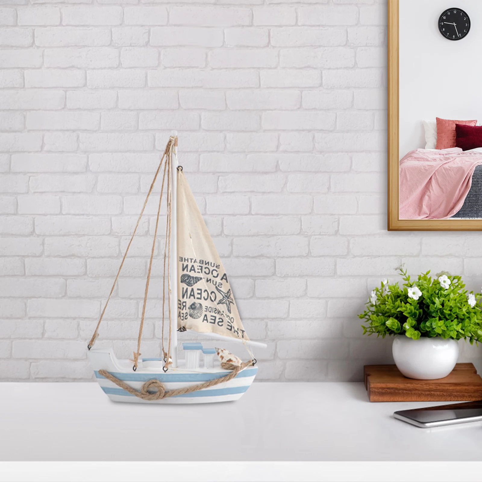 Sea Boat Toy Wooden Sailboat Model Ship Figurines Sea Decor Ship Decor Tabletop Sailboat Decor Sailor Gift