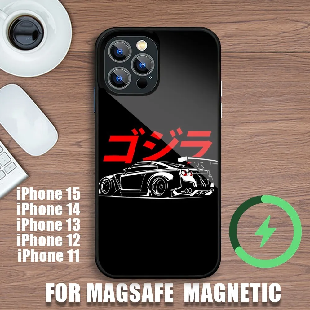 Japan JDM Sports Car Comic Phone Case For iPhone 11 12 13 14 15 Plus Pro Max Charging Magsafe Magnetic Wireless Cover