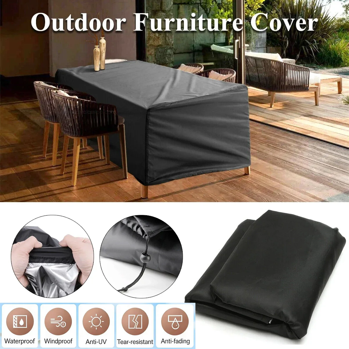 Commonly Used Sizes Waterproof Outdoor Courtyard Garden Furniture CoverRain and Snow Chair Cover Sofa Table and Chair Dust Cover