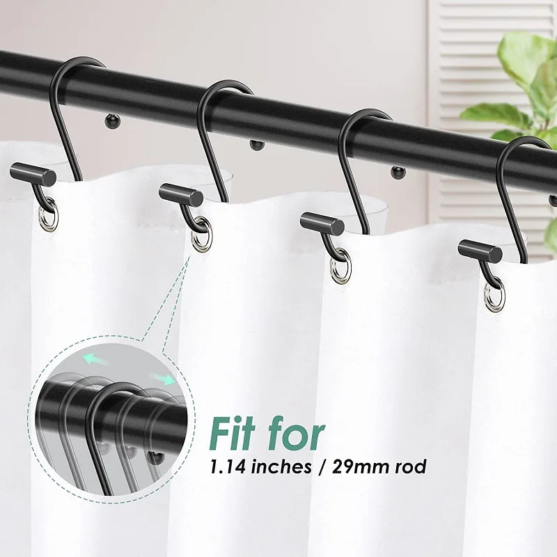 12PCS/Set Shower Curtain Hooks,Metal S Shaped Shower Curtain Rings for Bathroom Kitchen Garden,Multi-Functional Hook for Bags
