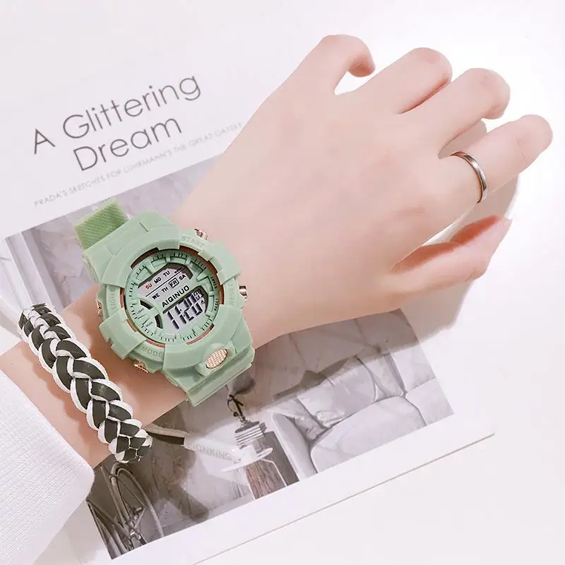 Candy colour girls watch Korean version of simple male and female primary and secondary school students electronic watch