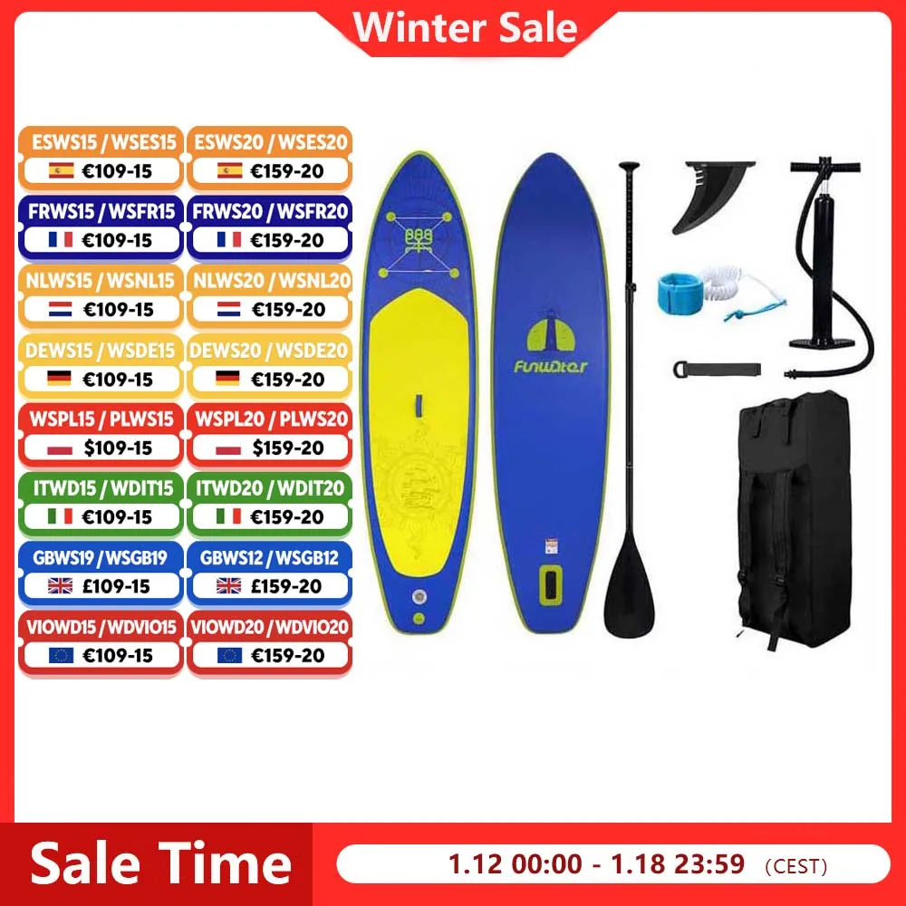 FunWater Sup Board Tavola da surf gonfiabile Stand Up Paddle Board Accessori completi per tavola da paddle gonfiabile Sup