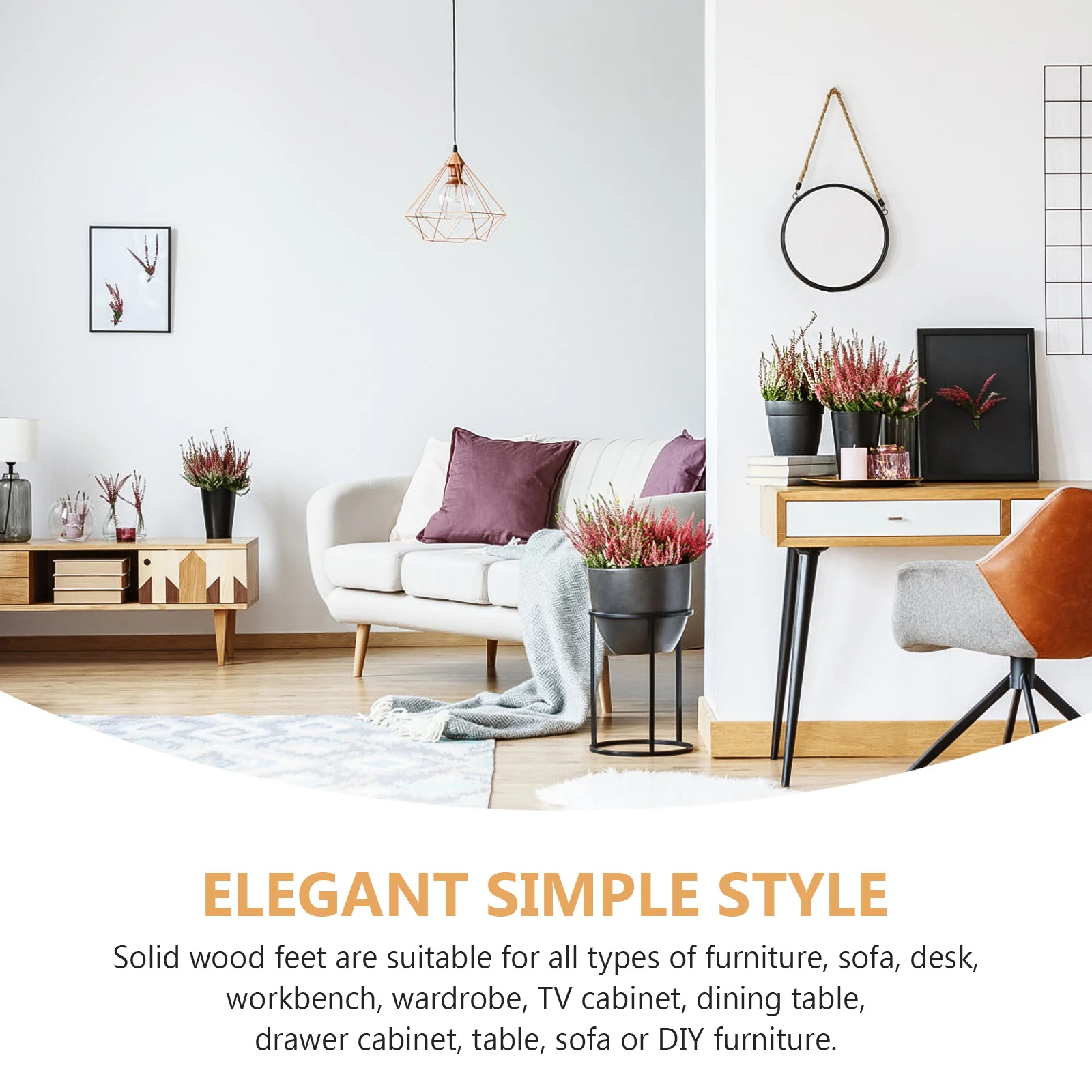 4 Pcs Wooden Cabinet Legs Modern Design Furniture Tapered Table Hand-polished Chair Replacement Feet