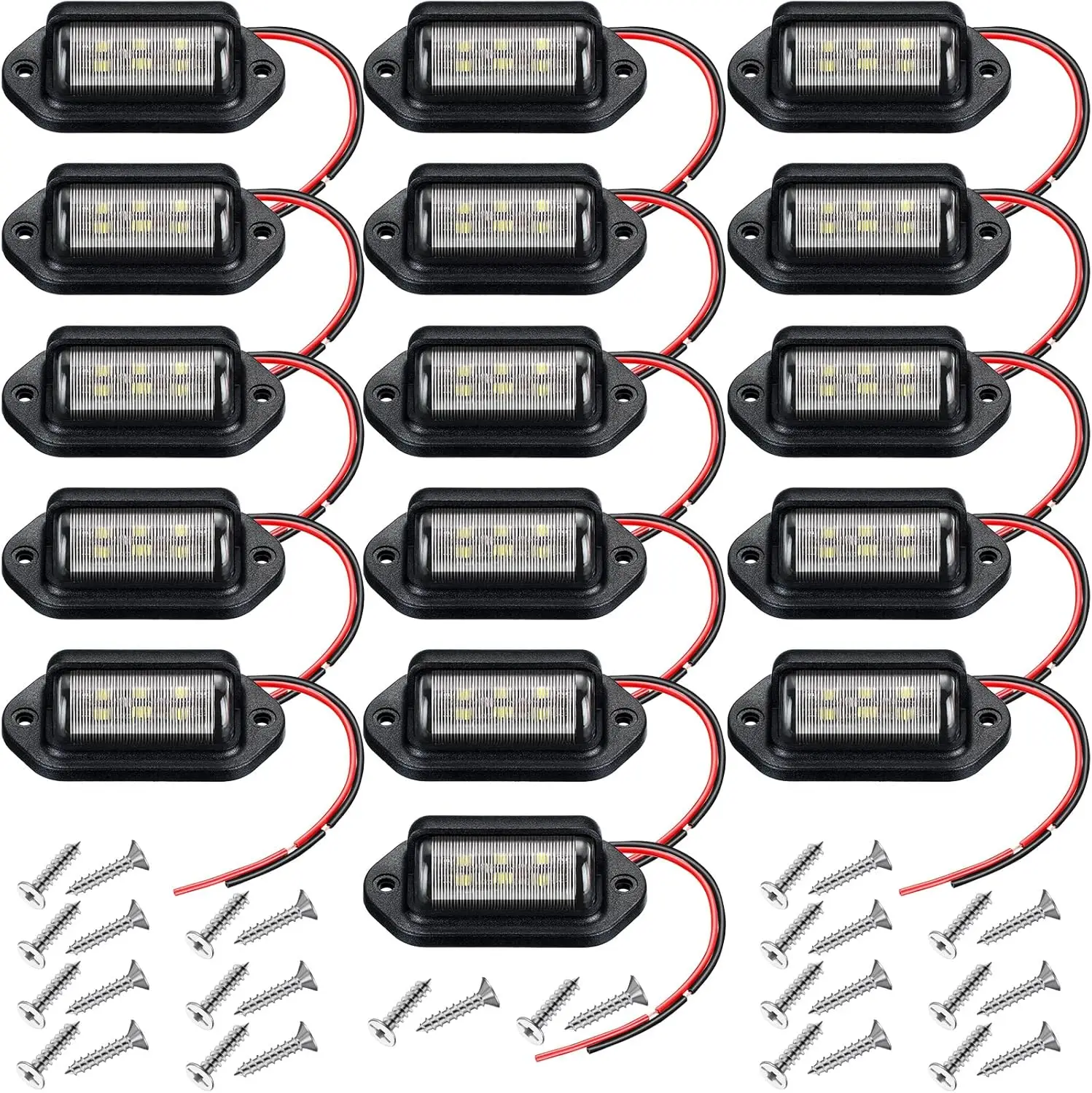 

16pcs 6 LED Car License Number Plate Light For SUV Truck Trailer Van Tag Step Lamp White Bulbs Car Products License Plate Lights