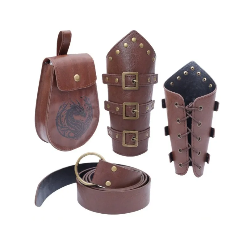 Accessoires de costume de la Renaissance Viking médiévale, protège-bras, sacs de ceinture et bracelet réglable pour hommes, cosplay de chevalier pirate