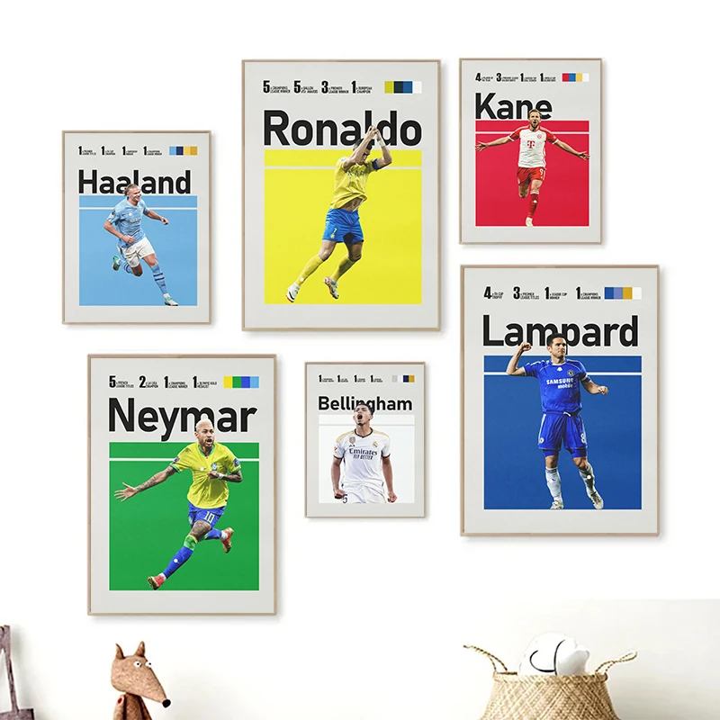 Modern Famous Player Ronaldo and Haaland Highlights Contest Football Stars Posters Canvas Painting Wall Art Dormitory Home Decor