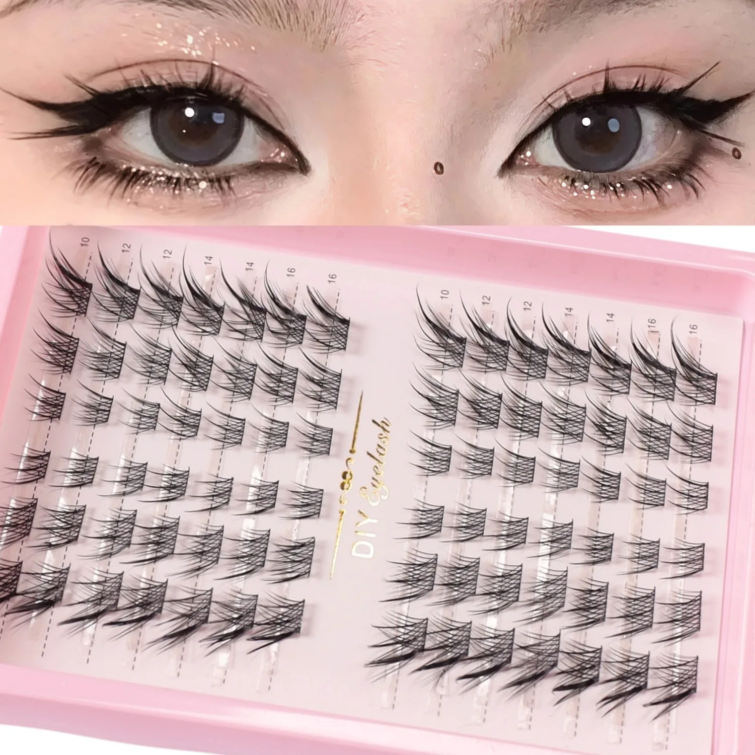 Flauschige Wimpern mit Fuchsaugeffekt, wiederverwendbar, DIY, segmentierte, dicke, geflügelte Wimpernverlängerung für den täglichen Gebrauch – Detail 2