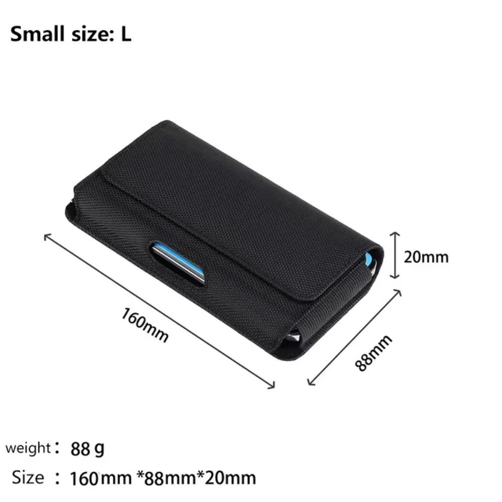 Portable Multifunction Phone Nylon Pouch Universal Black Cell Phone Belt Clip Oxford Cloth Waist Bag Phone