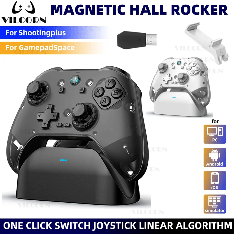 Z04 Wireless Gamepad With Charging Dock Hall Effect Joystick Trigger Game Controller For Android/iOS/PC/TV With Receiver Holder