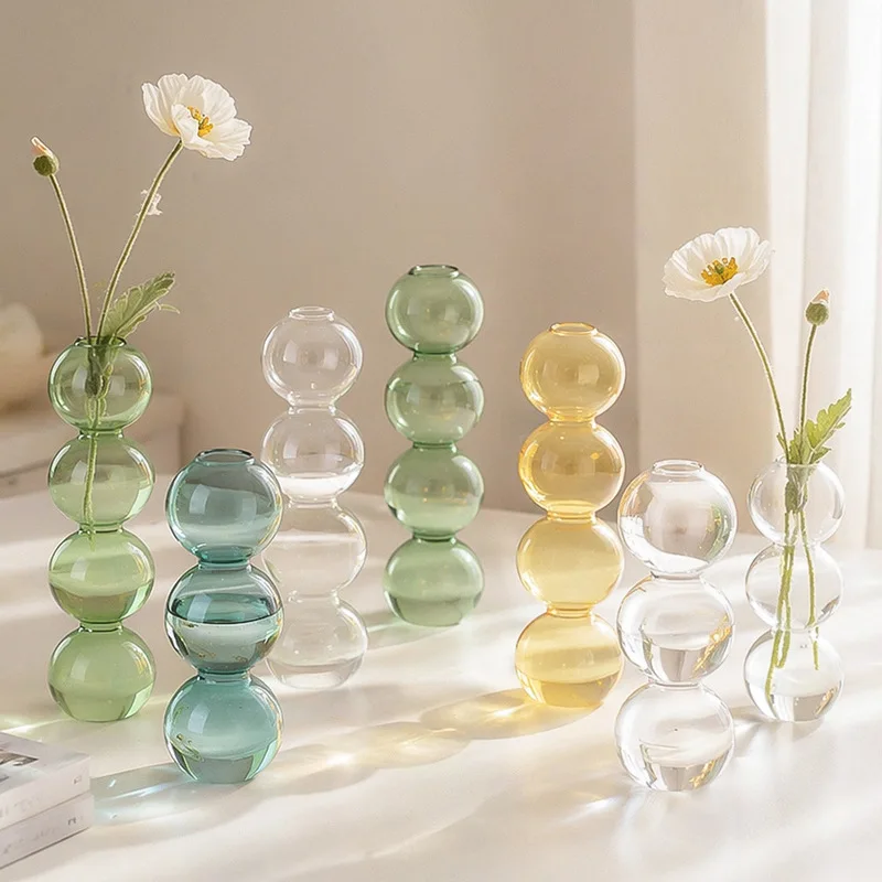 2-Pack Bubble Glass Bud Vases, Clear Small Hydroponic Flower Vase for Wedding Centerpieces & Rustic Home Table Decor