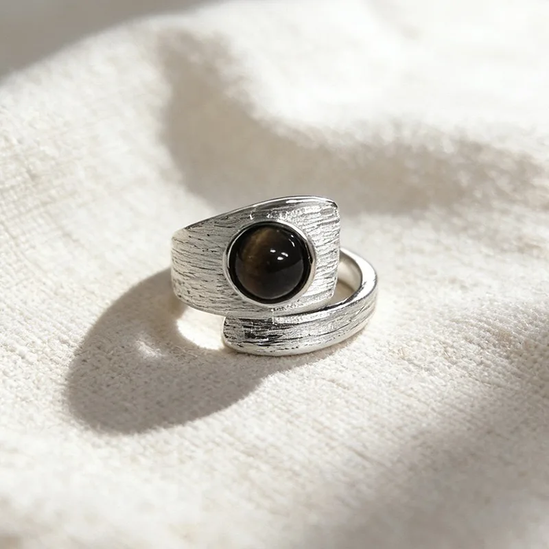 Women's 925 Sterling Silver Minimalist Handmade Big Stone Ring