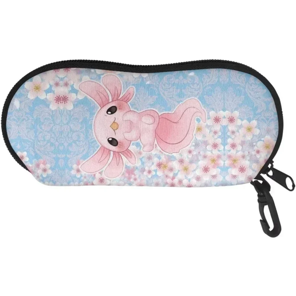 

Sakura Axolotl Glasses Case Pouch Prints Zipper Soft Eyewear Storage Box Outdoor Travel Portable Anti-Pressure Sunglasses Bag